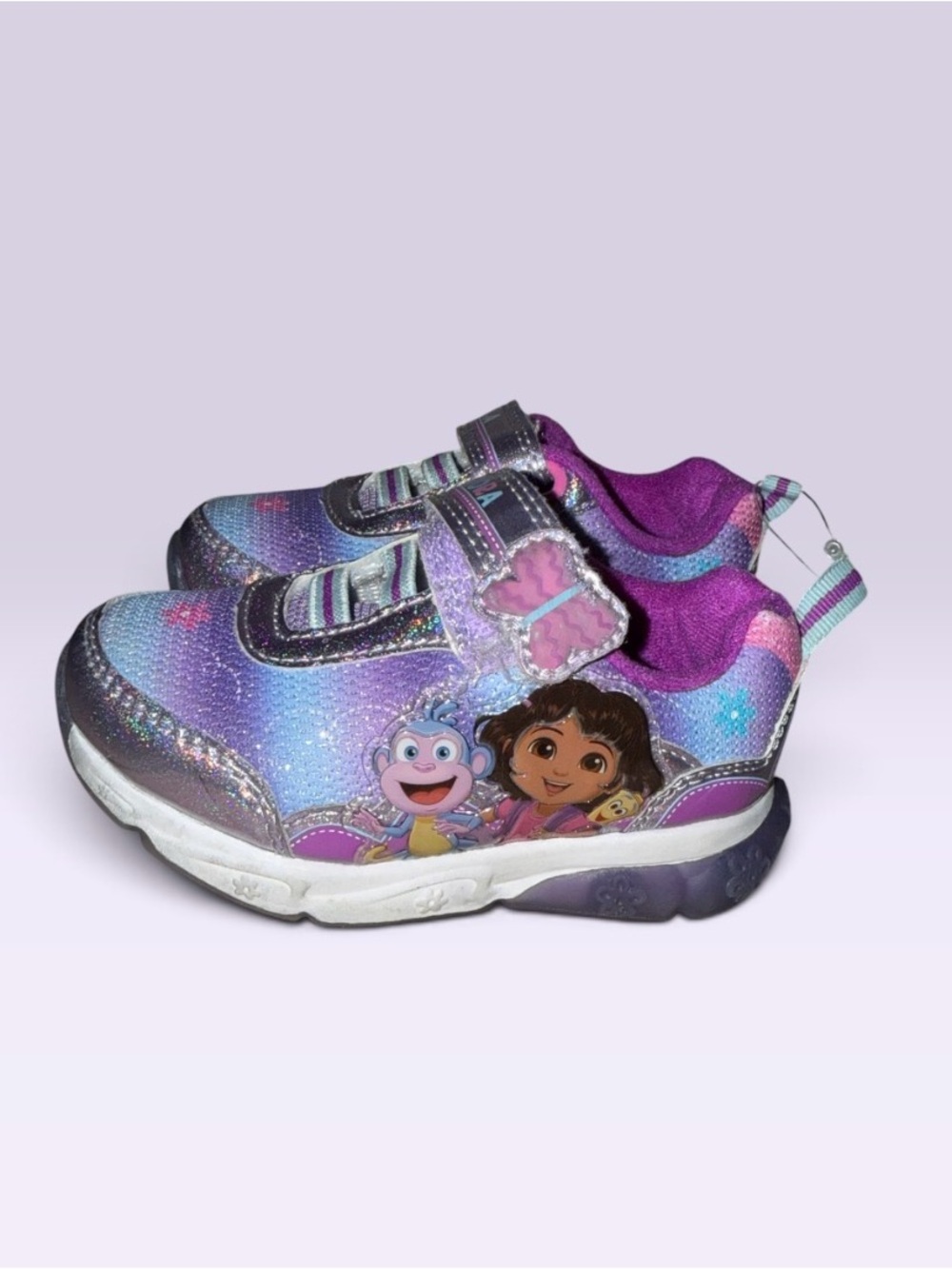 Dora the Explorer Kids Purple Gradient Character Light-Up Sneakers